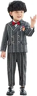 [Kromoc] Boys' Stripe 2-Piece Suit Double Breasted Jacket Pants Tuxedos Graduation Ceremony