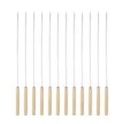12pcs Kebob Skewers 33cmx4.3mm Flat Sticks with Wood Grip Handle