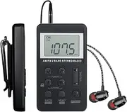 SWDSTP AM/FM Personal Portable Radio, Pocket Radio with Digital Tuning LCD Display, Rechargeable Walkman Radio with Sterio Earphone, Small Radio with Removable Back Clip for Walking, Jogging