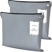 Humyoun 2 Pcs Interoffice Mailer Canvas Transit Sack Zipper Bag 18" x 14" Large Zipper Pouch with Grommet Interoffice Mail Bag (Gray)