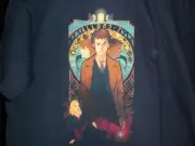 TeeFury Doctor Who Large "Allons-y" David Tennant Tribute MeganLara NAVY