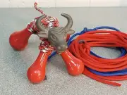 MICRO Mini Red Brahma Bull Roping Dummy w/ Patriotic Cord Wrap