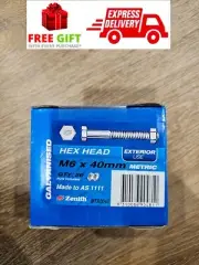 M6 x 40mm Hex Head bolt & Nut Box of 50 Galvanized,, Zenith