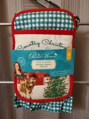 New! Pioneer Woman Christmas Kitchen Apron 3-pc Gift Set Oven Mitt Potholder