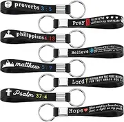[Sureio] 60 Pcs Christian Bible Keychains with Scripture Christian Silicone Inspirational Keychain with Hope, Believe, Pray, Lord