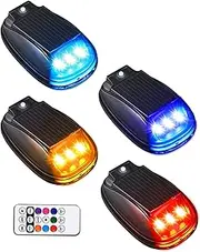 Solar Powered Cab Lights, Side Marker Light, | Light LED Wireless, Pack Of 4 Smart Sensing Waterproof Automotive Accessories For Motorcycle Vehicles, Vibration Sensor Roof Light Outdoor