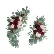 2 Pieces Wedding Arch Flowers Floral Swag Backdrop for Party Ceremony Wall