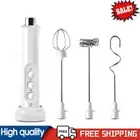 USB Electric Milk Frother 3 Whisk Coffee Foamer Handheld Egg Mixer (White) AU