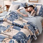 ﻿Quilted Bedspread Throw King Size Double Single Air-Conditioning Quilts for All Season Lightweight Embossed Pattern Quilt Coverlet Comforter Set, Reversible Bedding Set (Color : B, Size : 79X91in)