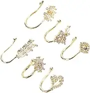 VALICLUD 6pcs Adjustable Non-piercing Nose Cuff Jewelry for Men and Women Featuring Star Moon and Flower Shapes Stylish Faux Nose Studs for Versatile Fashion Choices