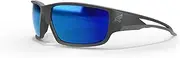 Edge Eyewear TSKAP218 Kazbek Polarized Safety Glasses, Black with Aqua Precision Blue Mirror Lens