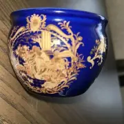 VINTAGE SATSUMA COBALT BLUE & GOLD GILT VASE BOWL GREEK MYTHOLOGY Brand new