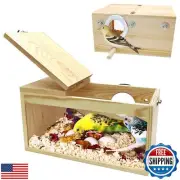PINVNBY Natural Wood Parakeet Nesting Box Budgie Breeding Box Acrylic Bird Ne