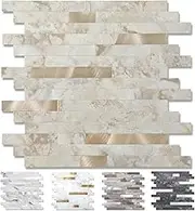 1 - Sheet Peel and Stick Backsplash Wall Tile, PVC Kitchen Backsplash, Stick on Tiles for Backsplash Kitchen (12'' X 12'', Ecru)