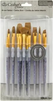 Crafter's Choice Brown Taklon Brush Value Pack 15/PkgRCC602