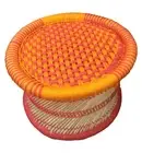 Ecofurniture Handmade 10" Bamboo Stool Muddha Outdoor Indoor Color Orange Red