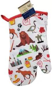 Printed Kitchen Jumbo Oven Mitt (13") CANADA'S SYMBOLS & ANIMALS, MAPLE LEAF, GR