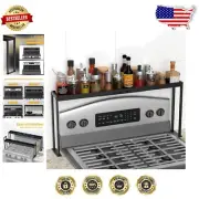 Adjustable 27-33 Inch Black Spice Rack Shelf for Kitchen Countertop Organizing