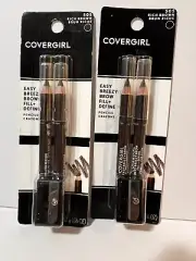 2 - Covergirl Easy Breezy Brow Fill + Define Pencils+Sharpener #505 Rich Brown
