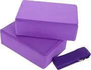 TOKIDNY 2 Yoga Blocks Yoga Stretching Strap Foam Yoga Blocks for Pilates Workouts Lightweight Compact Portable Yoga Set