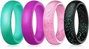 [Shymuh] 4Pcs Silicone Wedding Ring Breathable Skin Safe Rubber Wedding Bands Thin Stackable Silicone Rings Wedding Bands Arc Ergonomic Breathable Design Silicone Rings Wedding Band 5.7mm Wide