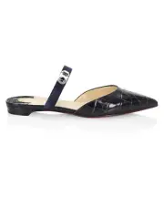 Christian Louboutin Choc Lock Crocodile-embossed Leather Mule Flats size 40