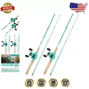 Lightweight 2-Pack Fishing Casting Rod & Quickset Reel - Perfect for Travel