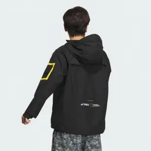 【adidas 愛迪達】外套 男款 運動外套 風衣外套 防潑水 NATGEO GTXWND J 黑 IS9508(S2401)