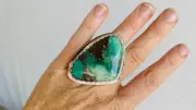 Chrysoprase Ring. Oversized. Sterling Silver. Gorgeous. Size 6.25