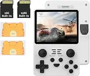 Retro Handheld Game Console RGB20S - 3.5in Screen HD WiFi Retro Gaming Console with 2500 Classic Games & 3500mAh Battery for Linux System (16GB +128GB) (White)