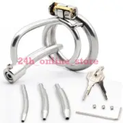 Stainless Steel Male Chastity Device Detachable Cage Rings Urethra Plugs