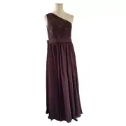 AZAZIE A-Line Pleated Chiffon Floor-Length Junior Bridesmaid brownDress