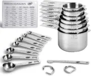 Stainless Steel Measuring Cups, Measuring Spoons,16 Piece Measuring Cups and Spo
