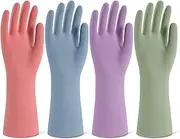 ZANZER 4 Pairs Rubber Cleaning Gloves for Dishwashing, Reusable Colorful Kitchen Dish Gloves for Washing Dishes & Household Cleaning with Flocked Lining & Non-Slip Grip for Women Men