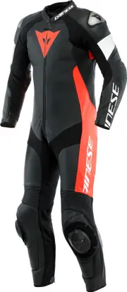 Dainese Tosa, leather suit 1pcs. perforated , color: Black/Neon-Red/White , size: 54