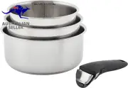 Ingenio Stainless Steel Cookware Set 4 Piece Induction Stackable, Detachable Han