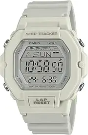 [Casio] DIGITAL STEP TRACKER LED, DUAL TIME, 100M WR WHITE RESIN BAND