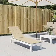 Deck Chair Cushion Beige, Outdoor Dining Chair, Kitchen, Seat Pads with Ties for Patio and Room, 75+105x50x4 cm