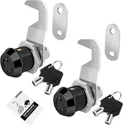 Cylinnda Black Toolbox Lock with Keys, Cabinet Locks Keyed Alike, Hook Cam, Tubular Cam Lock, Tool Box Lock with Manual, Zinc Alloy (5/8 Inch 2 Pack-Black)