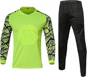 [ZHDBD] Football Goalkeeper Uniform Training Suit Anti- Collision Long Sleeve Trousers (Color : Green, Size : XL)