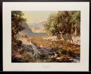 Larry Dyke Open Edition Print 'Morning Serenity' Deer Stream Psalm 8:1