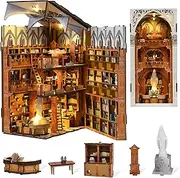 MiniCity Book Nook Kit, DIY Miniature Dollhouse Booknook Kit with Led Light and Dust Cover (Public Library)