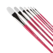 Creative Mark Pro White Soft Filament Hair Acrylic Brush Filbert Set of 7