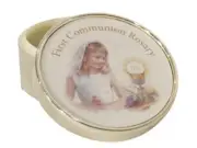 Silver Plated First Holy Communion Rosary Box - Girl