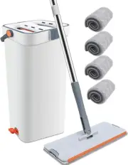 Mop and Bucket with Wringer Set for Home, Hands Free Flat Mop and Bucket System