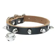 Genuine Leather Cat Collar with Bells - Studded Cat Collar with Spikes Soft a...