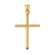 14K Gold Beveled Cross Pendant
