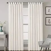 Smarcute Linen Curtains Natural Linen Semi Sheer Blended Curtains Tab Top Window Treatments Panels Drapes for Living Room, Elegant Light Filtering Curtains (Set of 2, W132cm x D213cm，Natural)