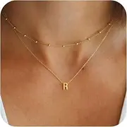 [BAYLAY] Initial Necklaces for Women - Dainty 18K Gold Filled Layered Initial Necklace Tiny A-Z Pendant Choker Necklace Trendy Cute Initial Letter Necklace Gold Jewelry Necklace for Women