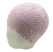 JACADI Girl's Light Pink Embroidered Cotton, Nylon, & Angora Bonnet NWT $34